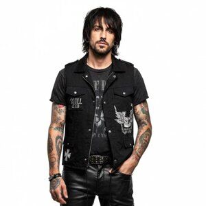 Edgy Black Vest with Skulls